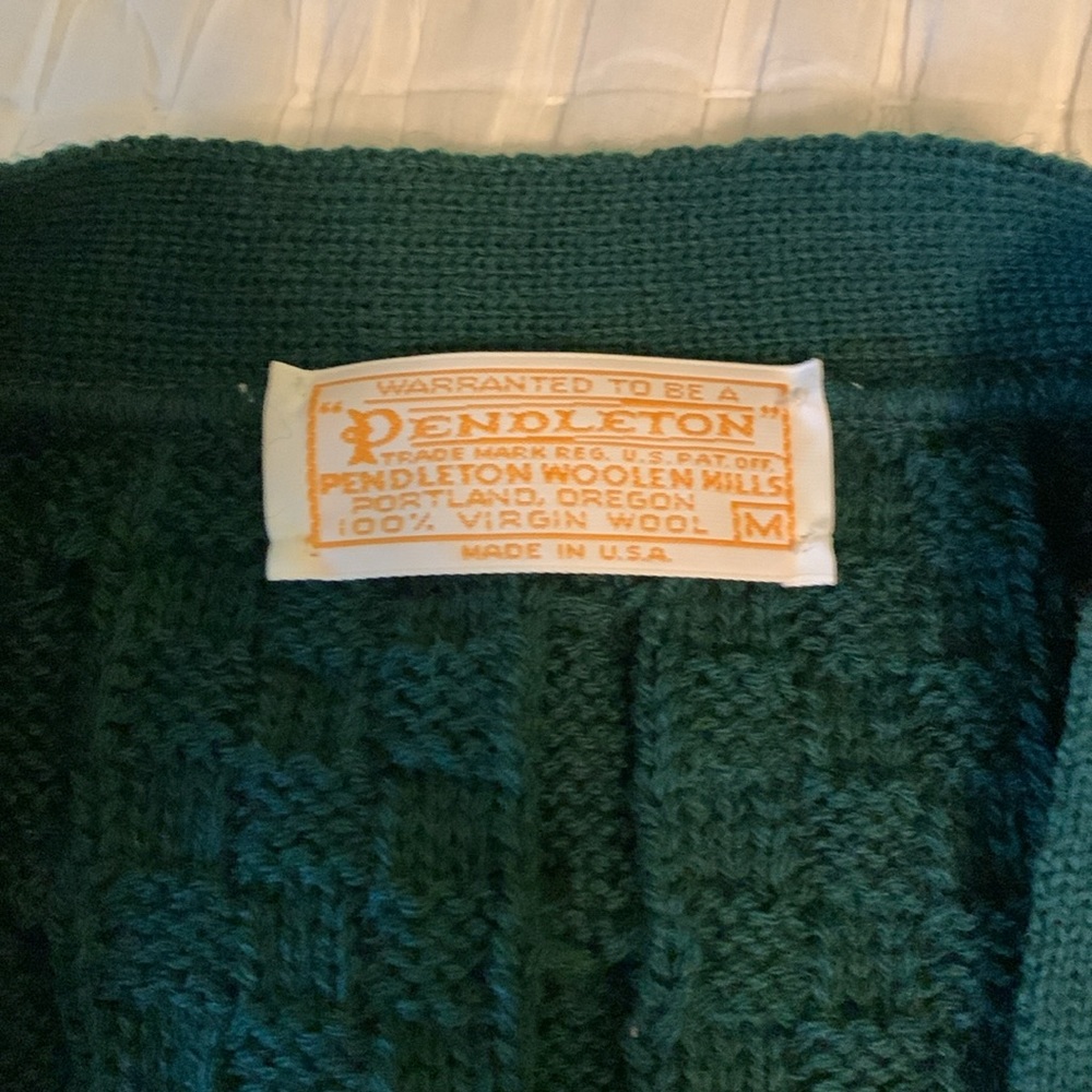 Pendleton Dark Green Cable Knit Vest - image 2